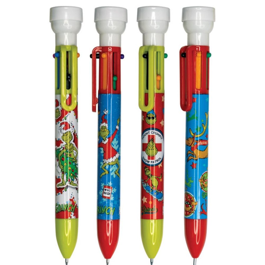 School Supplies geddes-c10d Christmas & Winter | Grinch 6 Color Pens With Stamper