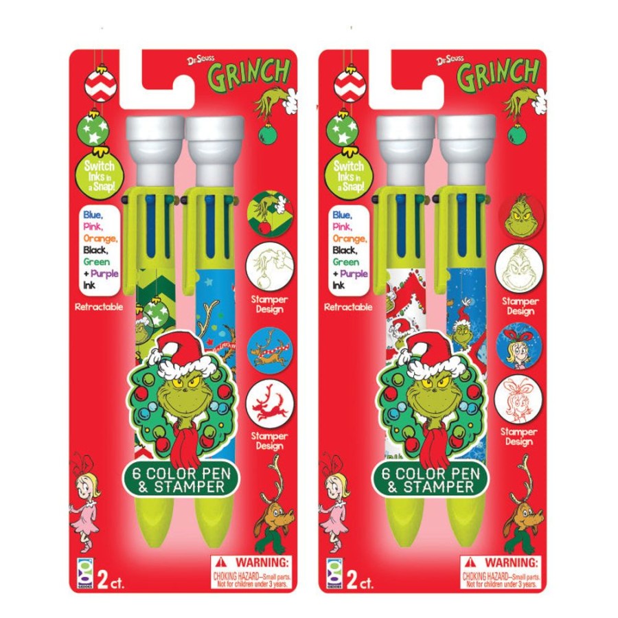 School Supplies geddes-c10d Christmas & Winter | The Grinch 6-Color Pens With Stamper