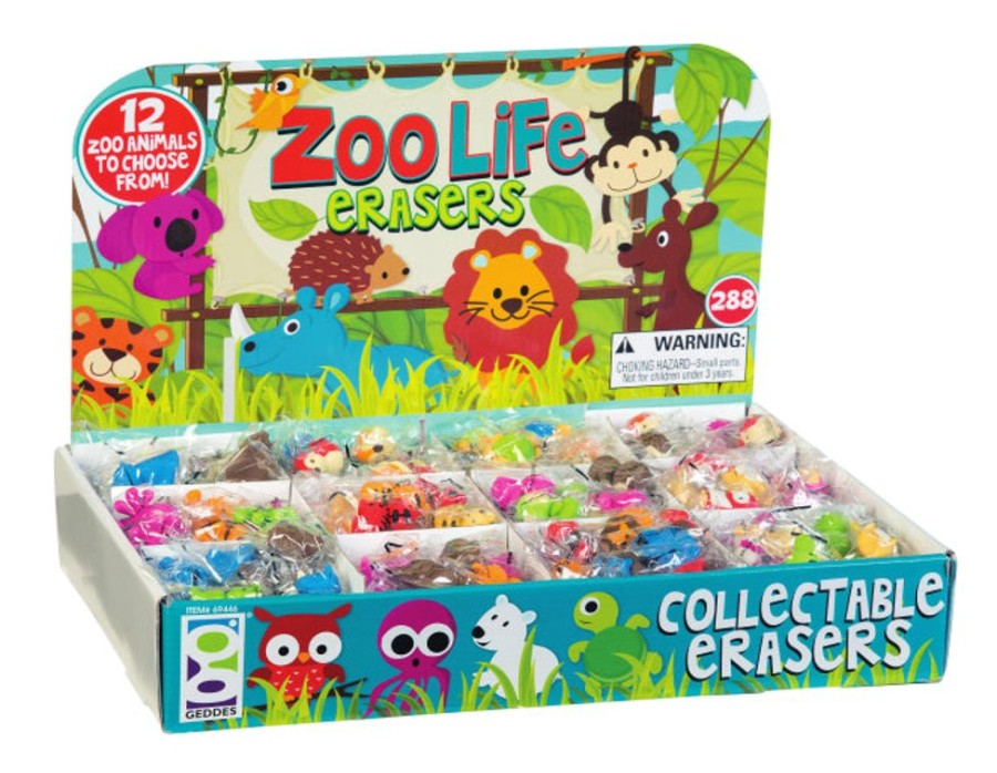 School Supplies geddes-c10d Back-To-School Essentials | Zoo Life Eraser Display