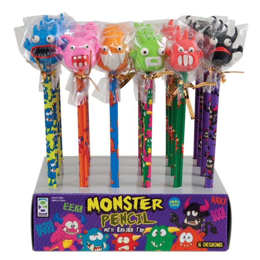 School Supplies geddes-c10d Halloween & Fall | Monster Pencils With Eraser Toppers