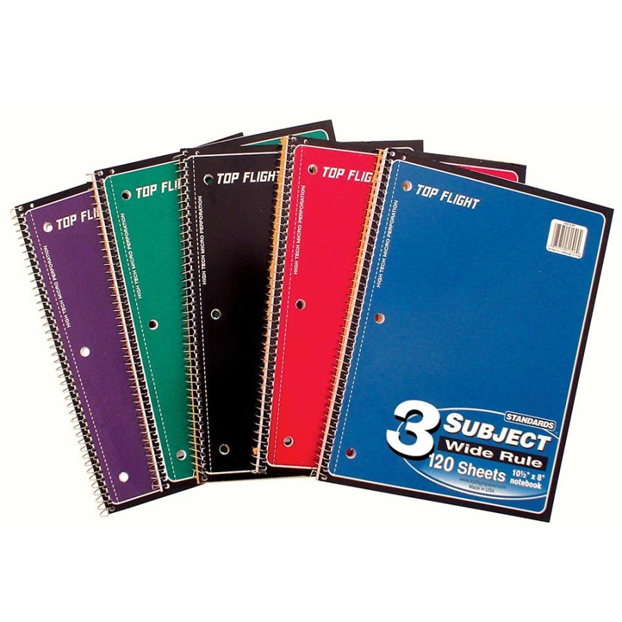 School Supplies geddes-c10d Back-To-School Essentials | 3-Subject Spiral Notebook - Wide Rule